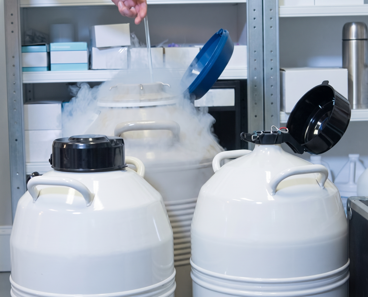 Cryogenic semen storage tanks for artificial insemination