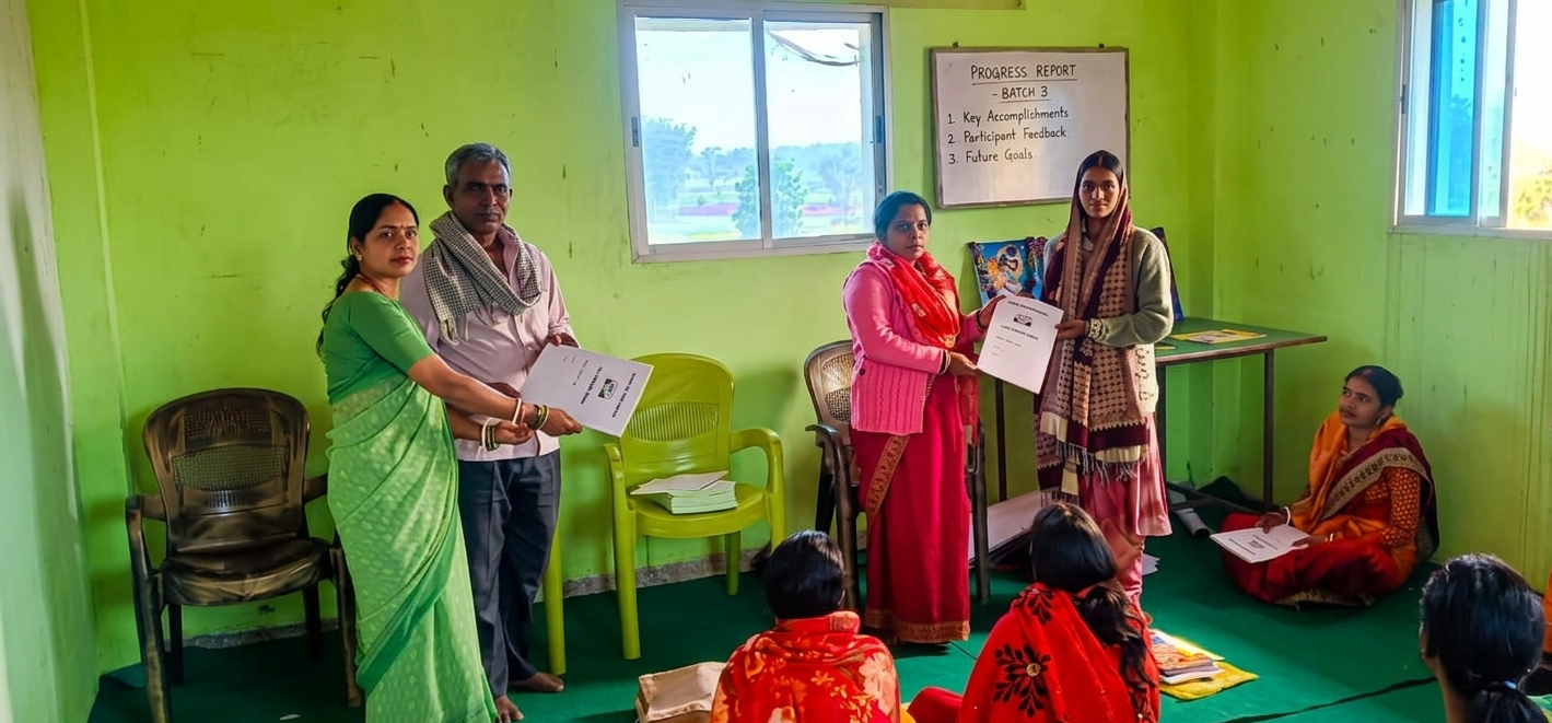Women farmers receiving certificates